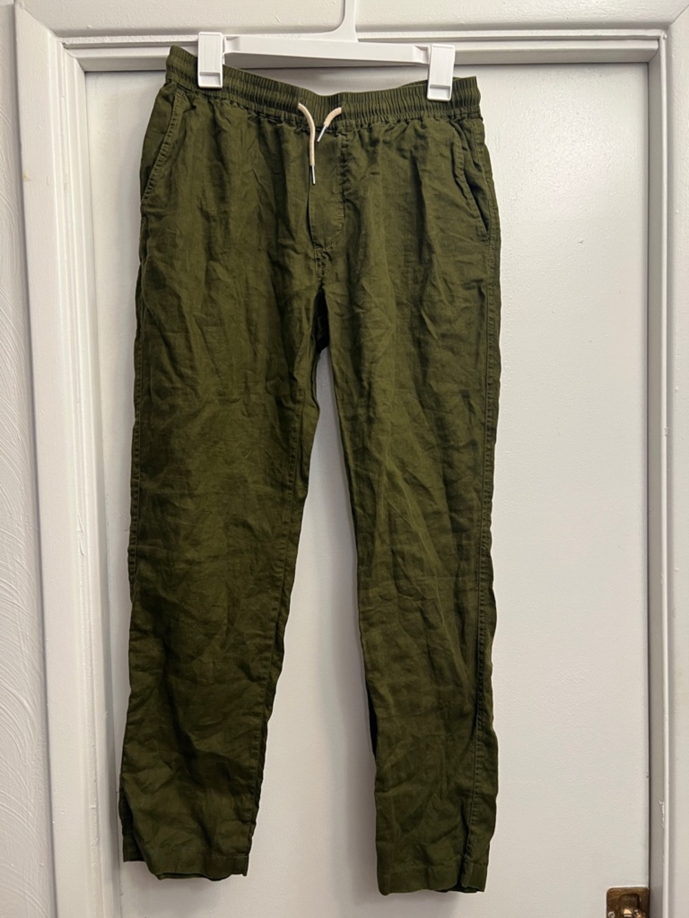 Quince Men's Olive Linen Drawstring Beach Pants Size M